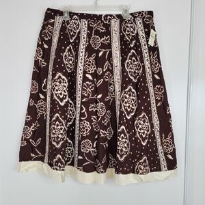 Coldwater Creek Brown Cream Floral Paisley Aline Peasant Skirt Size XXL Boho VTG